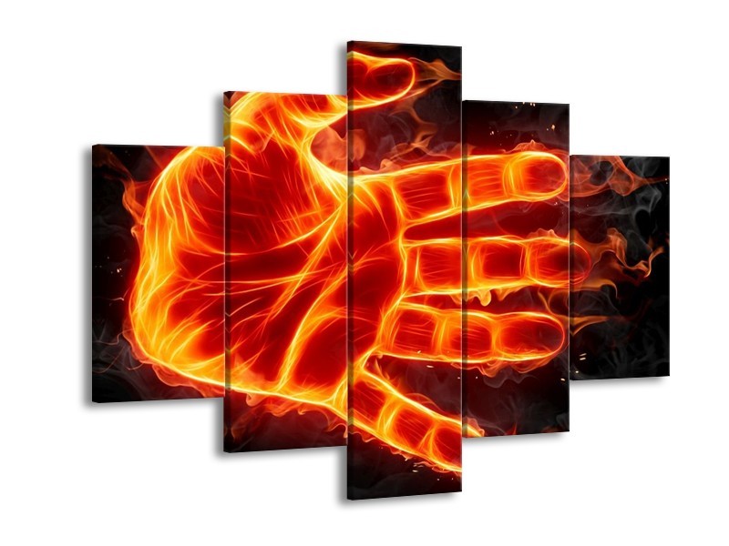 Canvas schilderij Hand | Oranje, Geel, Zwart | 150x105cm 5Luik