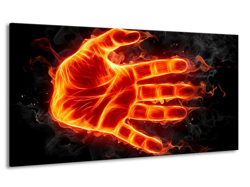 Canvas schilderij Hand | Oranje, Geel, Zwart | 170x90cm 1Luik
