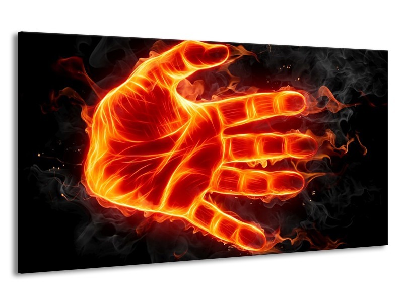 Canvas schilderij Hand | Oranje, Geel, Zwart | 190x100cm 1Luik