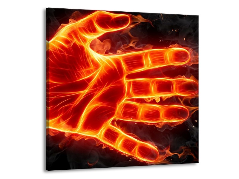 Canvas schilderij Hand | Oranje, Geel, Zwart | 50x50cm 1Luik