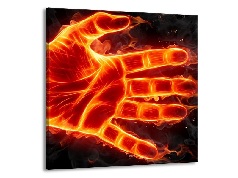 Canvas schilderij Hand | Oranje, Geel, Zwart | 70x70cm 1Luik