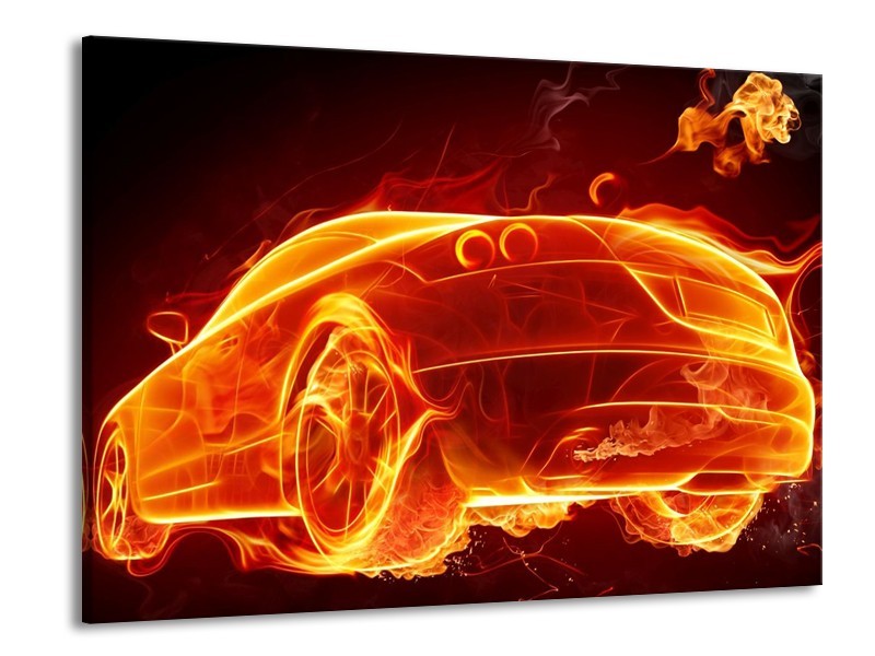 Canvas schilderij Auto | Goud, Rood, Geel | 100x70cm 1Luik