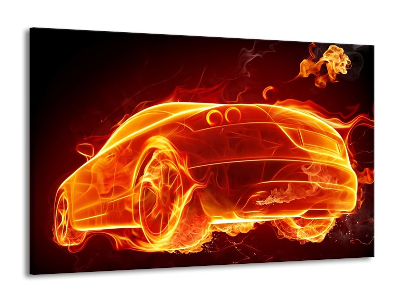 Canvas schilderij Auto | Goud, Rood, Geel | 140x90cm 1Luik