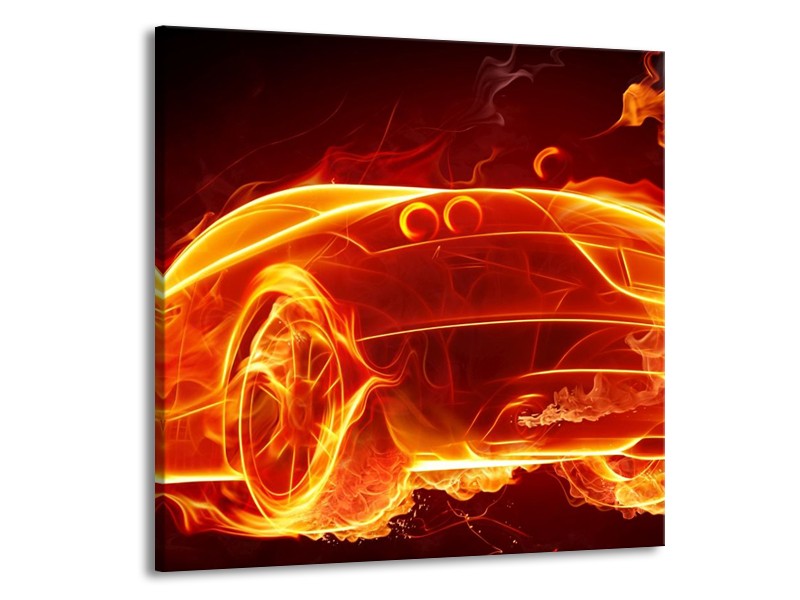 Canvas schilderij Auto | Goud, Rood, Geel | 50x50cm 1Luik