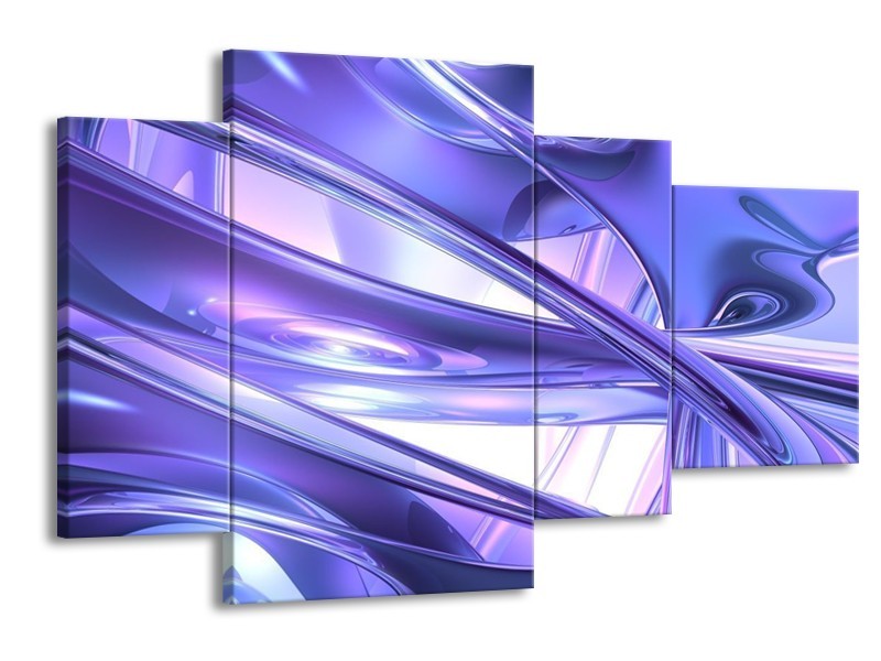 Canvas schilderij Abstract | Blauw, Wit, Paars | 120x75cm 4Luik