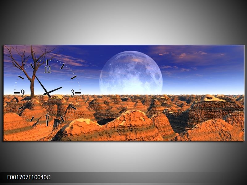 Klok schilderij Natuur | Bruin, Blauw, Wit | 100x40cm 1Luik