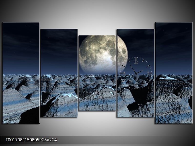 Klok schilderij Natuur | Wit, Grijs, Zwart | 150x80cm 5Luik