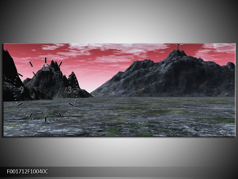 Klok schilderij Bergen | Grijs, Paars, Wit | 100x40cm 1Luik