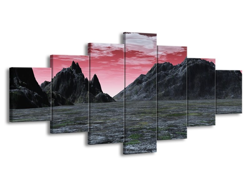 Glas schilderij Bergen | Grijs, Paars, Wit | 210x100cm 7Luik