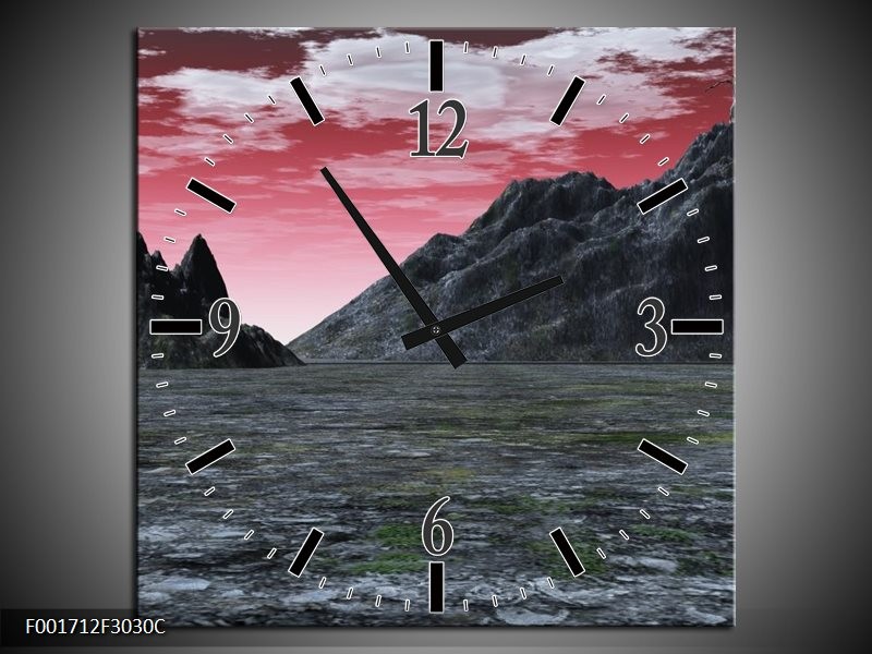 Klok schilderij Bergen | Grijs, Paars, Wit | 30x30cm 1Luik