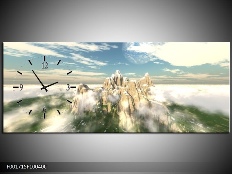 Klok schilderij Natuur | Wit, Groen, Grijs | 100x40cm 1Luik