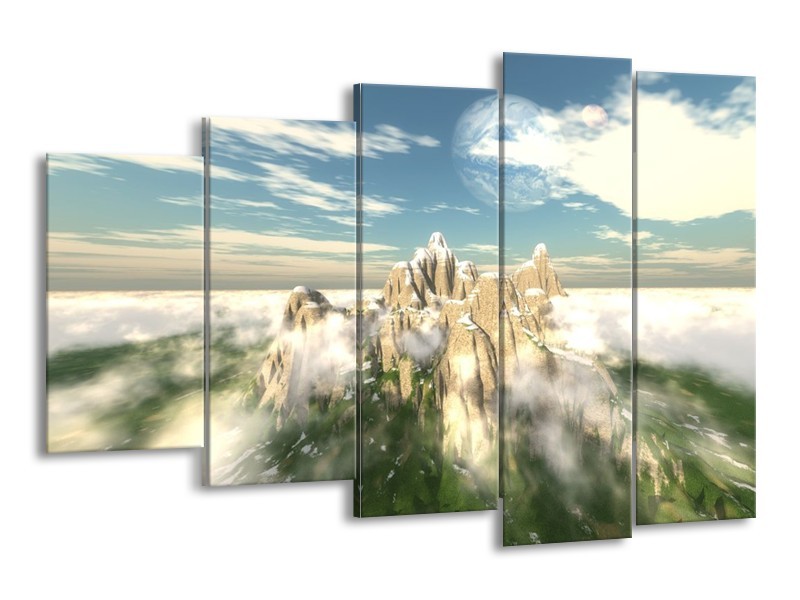 Canvas schilderij Natuur | Wit, Groen, Grijs | 150x100cm 5Luik