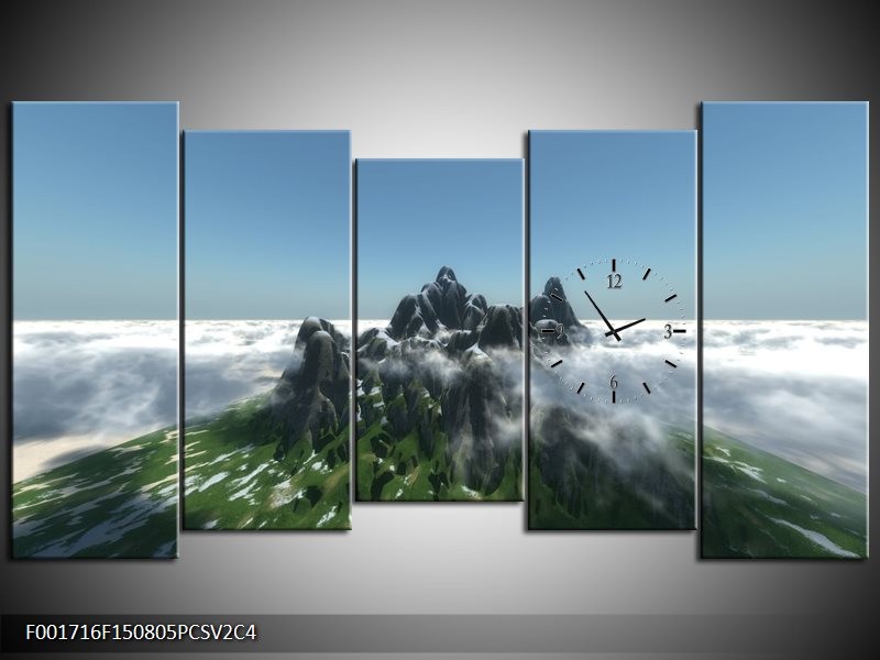 Klok schilderij Natuur | Groen, Grijs, Wit | 150x80cm 5Luik