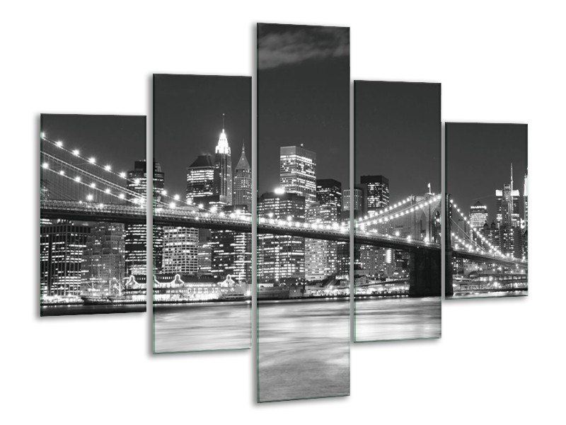 Canvas schilderij Brug | Zwart, Wit, Grijs | 100x70cm 5Luik