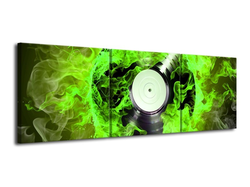 Canvas schilderij Muziek | Groen, Zwart | 120x40cm 3Luik