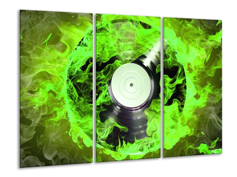 Canvas schilderij Muziek | Groen, Zwart | 120x80cm 3Luik