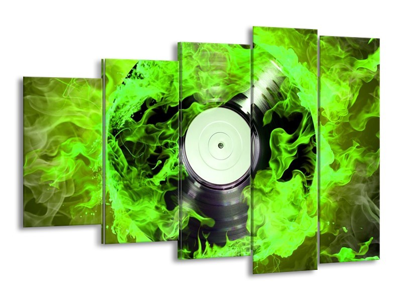 Canvas schilderij Muziek | Groen, Zwart | 150x100cm 5Luik