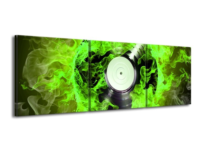 Canvas schilderij Muziek | Groen, Zwart | 150x50cm 3Luik