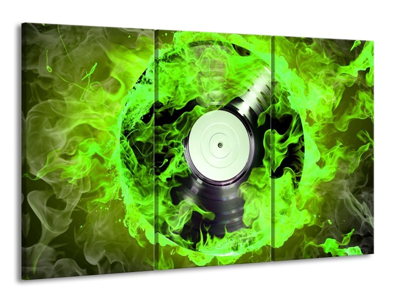 Canvas schilderij Muziek | Groen, Zwart | 165x100cm 3Luik