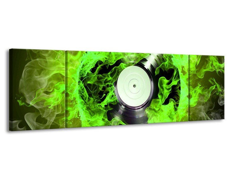 Canvas schilderij Muziek | Groen, Zwart | 170x50cm 3Luik