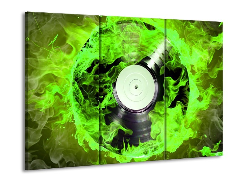 Glas schilderij Muziek | Groen, Zwart | 90x60cm 3Luik