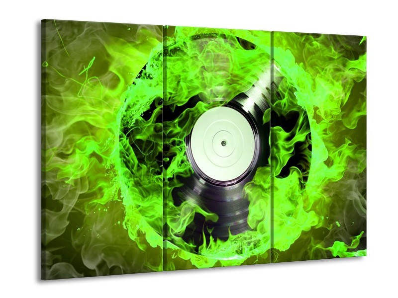 Canvas schilderij Muziek | Groen, Zwart | 90x60cm 3Luik