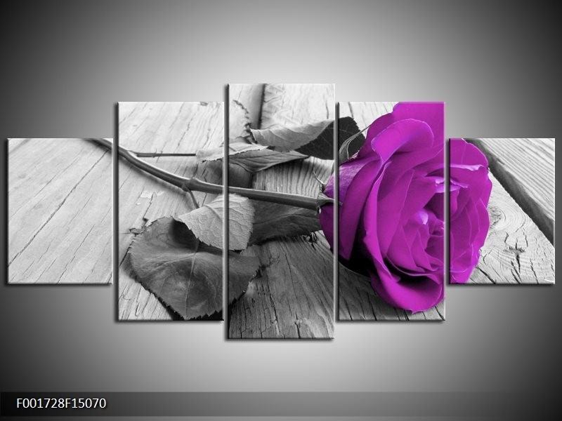 Canvas schilderij Roos | Paars, Grijs | 150x70cm 5Luik