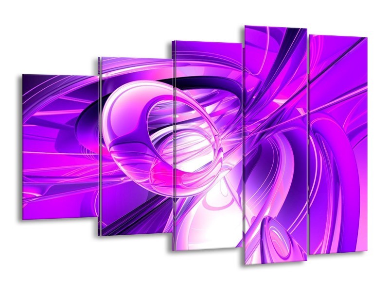 Glas schilderij Abstract | Paars, Wit | 150x100cm 5Luik