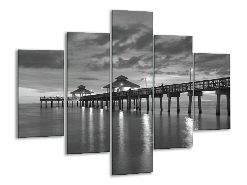 Canvas schilderij Brug | Grijs, Zwart, Wit | 100x70cm 5Luik