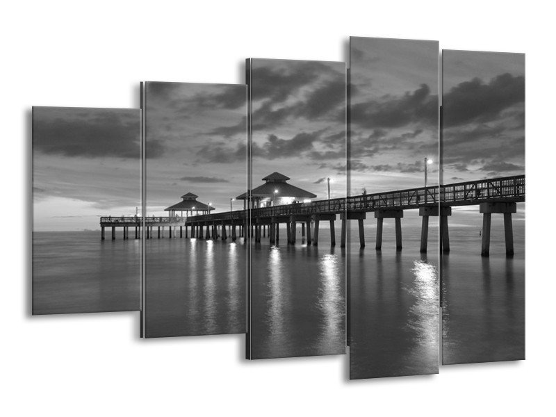 Canvas schilderij Brug | Grijs, Zwart, Wit | 150x100cm 5Luik