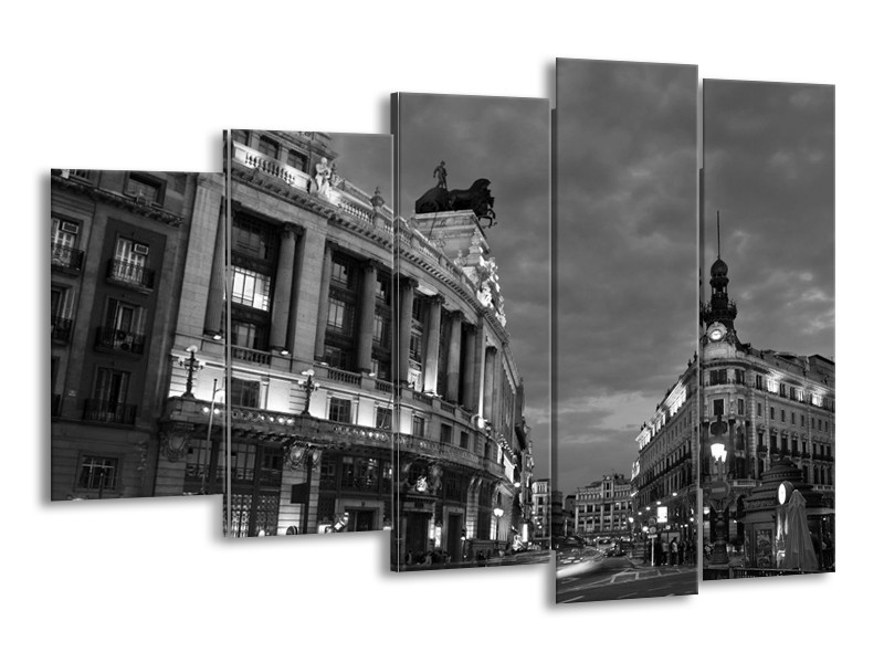 Canvas schilderij Gebouw | Grijs, Zwart, Wit | 150x100cm 5Luik