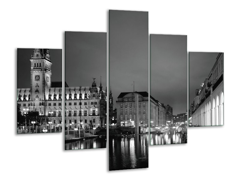 Glas schilderij Gebouw | Grijs, Zwart, Wit | 100x70cm 5Luik