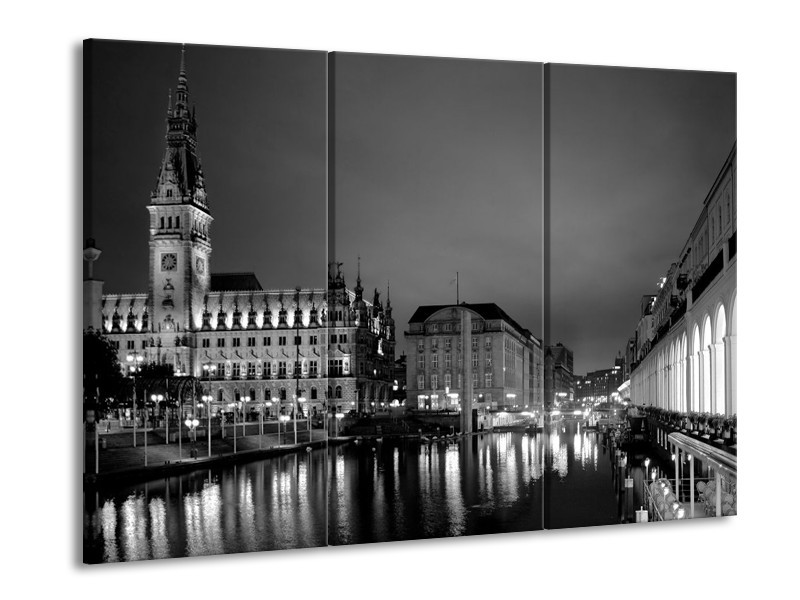 Glas schilderij Gebouw | Grijs, Zwart, Wit | 90x60cm 3Luik