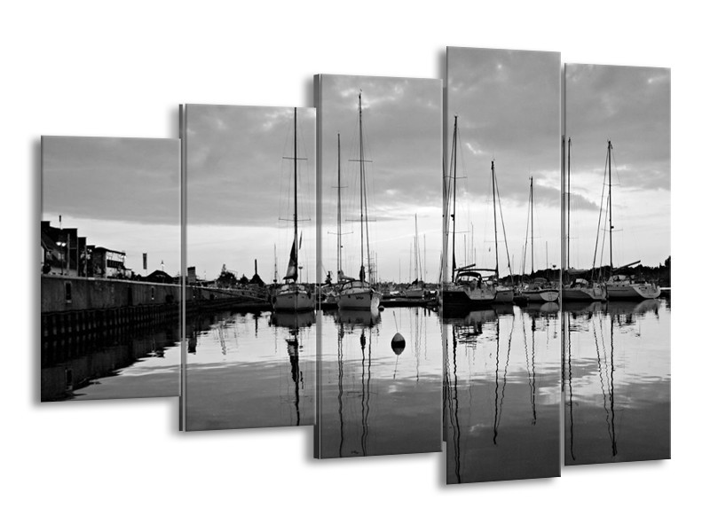 Canvas schilderij Boot | Grijs, Zwart, Wit | 150x100cm 5Luik