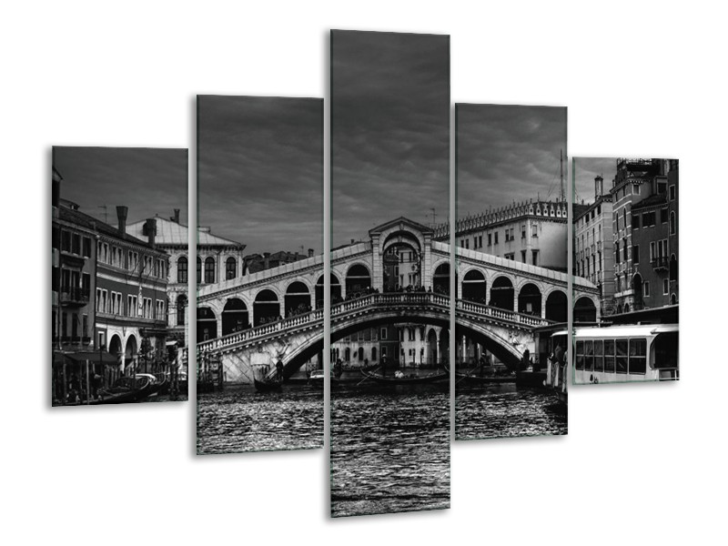 Canvas schilderij Venetie | Grijs, Zwart, Wit | 100x70cm 5Luik