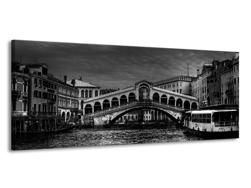 Glas schilderij Venetie | Grijs, Zwart, Wit | 145x58cm 1Luik