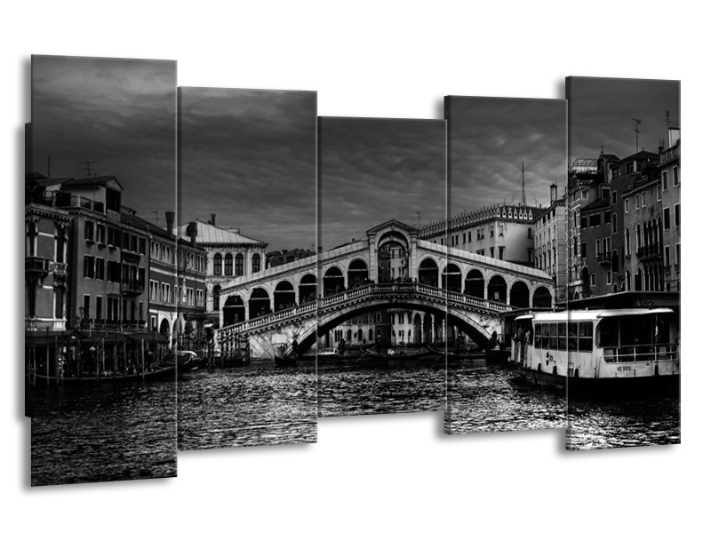 Canvas schilderij Venetie | Grijs, Zwart, Wit | 150x80cm 5Luik