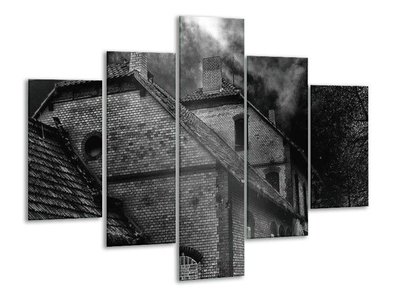 Canvas schilderij Gebouw | Grijs, Zwart, Wit | 100x70cm 5Luik