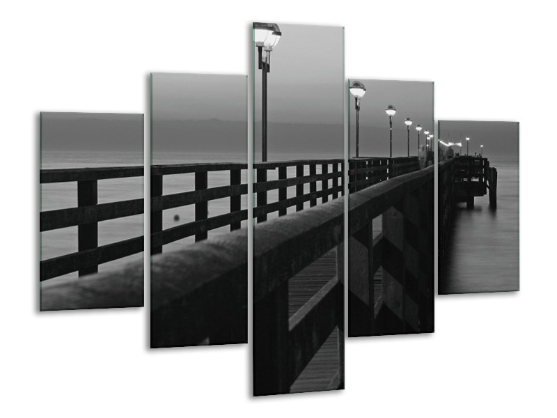 Canvas schilderij Brug | Grijs, Zwart, Wit | 100x70cm 5Luik