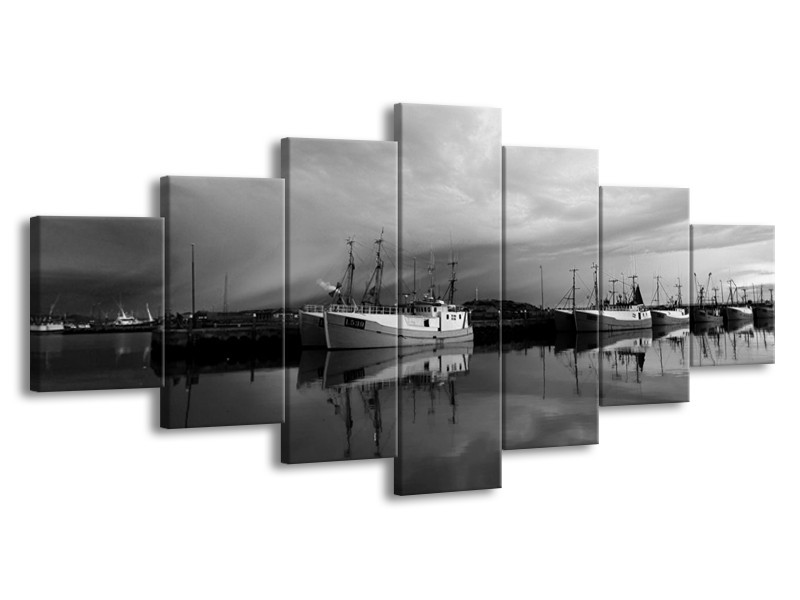Glas schilderij Boot | Grijs, Zwart, Wit | 210x100cm 7Luik