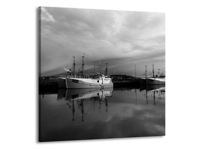 Canvas schilderij Boot | Grijs, Zwart, Wit | 50x50cm 1Luik