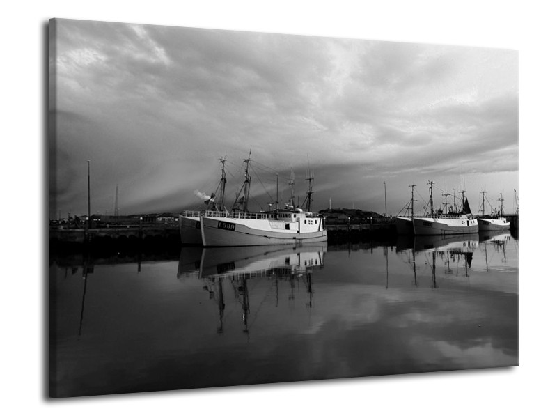 Canvas schilderij Boot | Grijs, Zwart, Wit | 70x50cm 1Luik