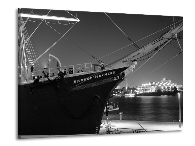 Glas schilderij Boot | Grijs, Zwart, Wit | 100x70cm 1Luik