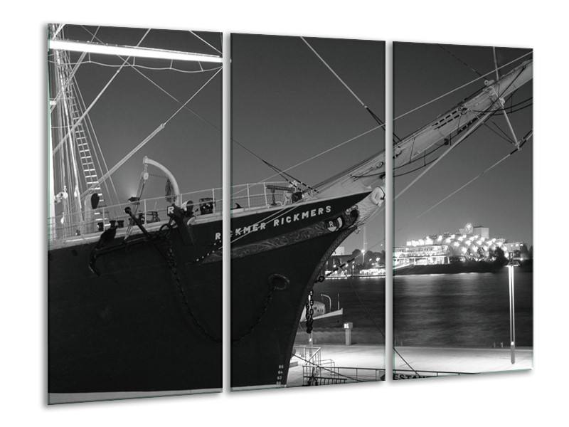 Canvas schilderij Boot | Grijs, Zwart, Wit | 120x80cm 3Luik