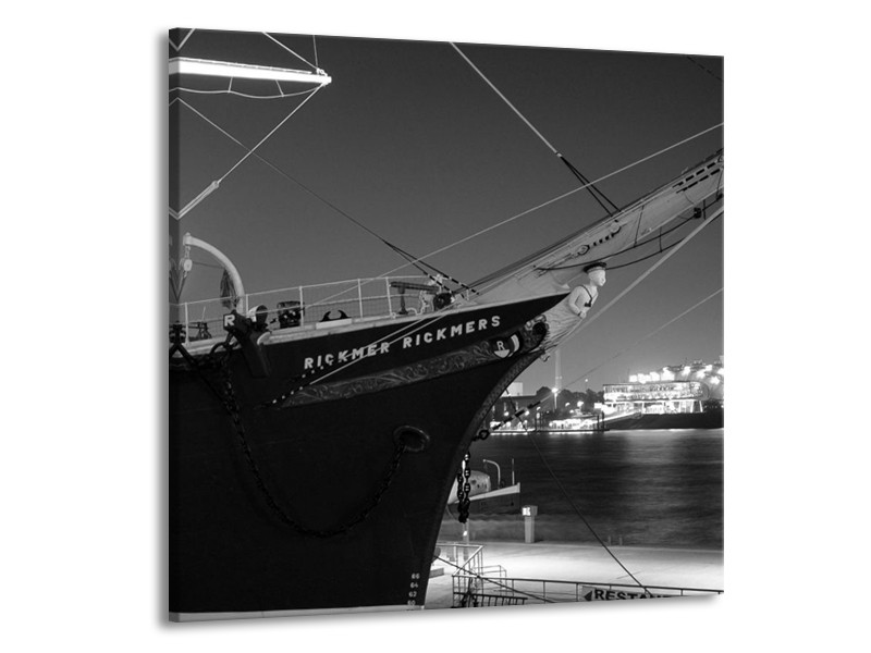Glas schilderij Boot | Grijs, Zwart, Wit | 70x70cm 1Luik