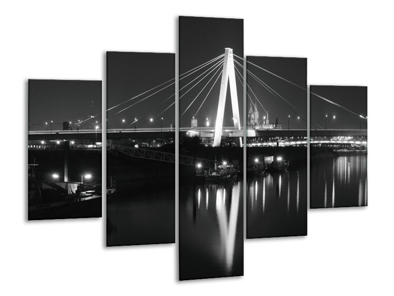 Canvas schilderij Brug | Grijs, Zwart, Wit | 100x70cm 5Luik