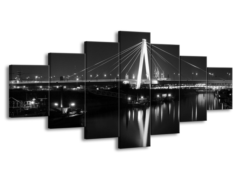 Glas schilderij Brug | Grijs, Zwart, Wit | 210x100cm 7Luik
