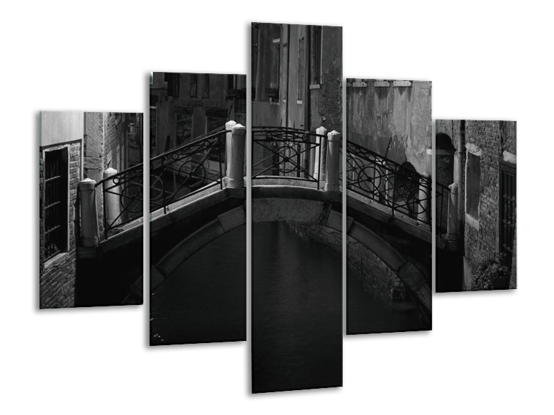 Canvas schilderij Brug | Grijs, Zwart, Wit | 100x70cm 5Luik