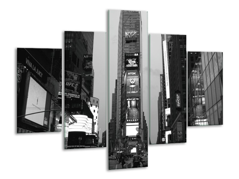 Canvas schilderij Gebouw | Grijs, Zwart, Wit | 100x70cm 5Luik