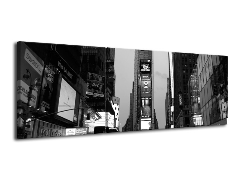 Canvas schilderij Gebouw | Grijs, Zwart, Wit | 120x40cm 3Luik